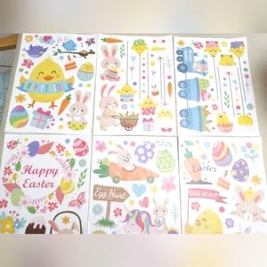 Easter Window Cling Stickers for Home Decoration, Bunny Easter Eggs Decoration